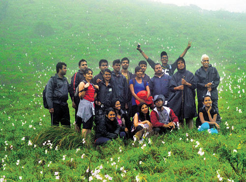 enthusiastic The trekkers in Tadiandamol, Coorg.