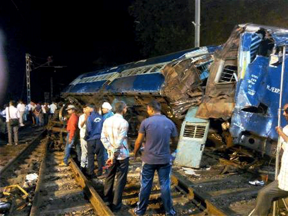 Two persons were injured today when a coach of Barauni Mail Express train derailed near Gwalior station and hit a temple structure before uprooting a tree. PTI File Photo.