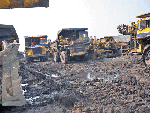 A closed view of Dhansar coal mines in Dhanbad, Jharkhand on Tuesday during first day of Coal India employees' strike.  PTI