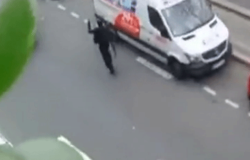 At least 12 pople including 'Charia Hebdo'  Editor-in-chief Stephane Charbonnier, known as Charb, and two policemen were killed on Wednesday in a deadly terrorist attack in Paris. The incident was caught on camera by bystanders, which is now available on YouTube.   TV grab