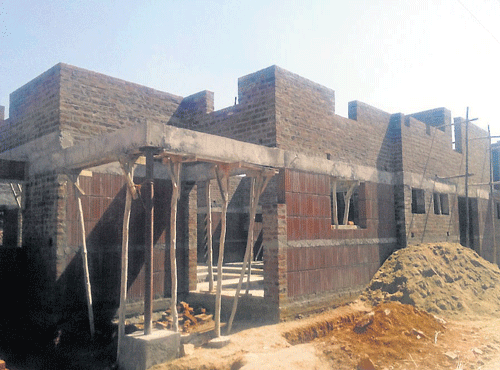 The house of Chief Minister Siddaramaiah, under construction at his native Siddaramanahundi, Mysuru district.