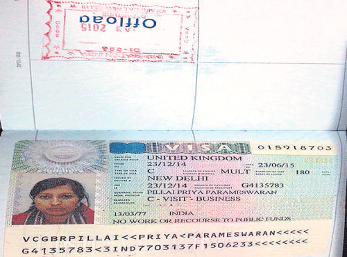 Priya Pillai's passport with the 'offload' stamp.