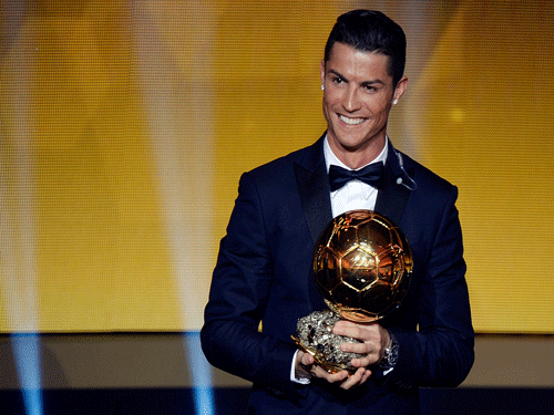 Real Madrid's Portuguese striker Cristiano Ronaldo won the Ballon dO'r for the third time at a glittering ceremony here on Monday night.AP Photo