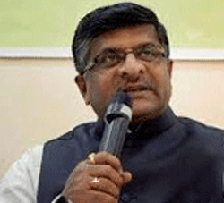 India's Internet governance model will be consistent with the role private firms play in widening Internet's reach and the pre-eminent role of government in public welfare, Telecom Minister Ravi Shankar Prasad said today. PTI File Photo.