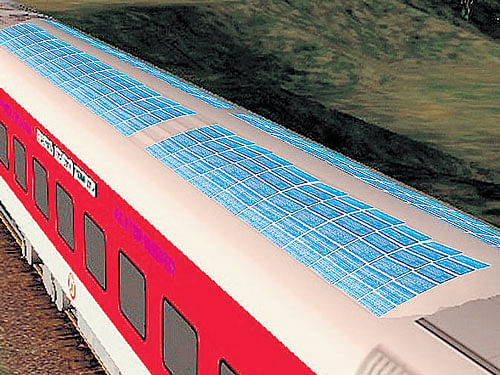 The coming rail budget may give priority to green energy, including solar, windmill, and bio-diesel. The budget may include a solar policy. DH Illustration