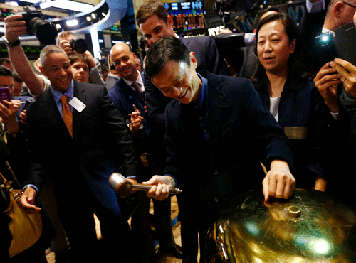 Alibaba Group Holding Ltd founder Jack Ma ringing a ceremonial bell to start trading during his company's IPO at the New York Stock Exchange. Reuters file photo
