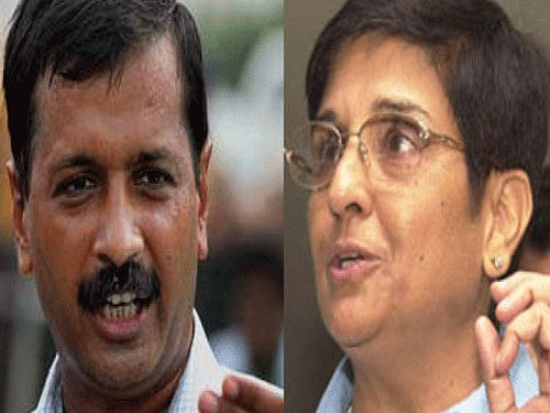 Delhi chief ministerial aspirants, AAP's Arvind Kejriwal and BJP's Kiran Bedi declared their movable and immovable assets on Wednesday in the run-up to the Feb 7 assembly elections.File photo