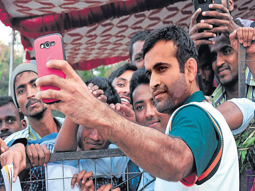 selfie please!: Irfan Pathan believes he is not too far from making a comeback into the national side. dh photo/  IRSHAD MAHAMMAD
