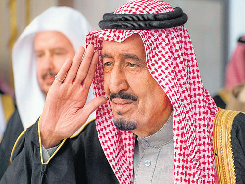 wielding power: King Salman is trying to project stability at a time of uncertainty. Just two weeks ago as crown prince, he gave a speech on behalf of his brother, in which he endorsed the current oil policies. afp