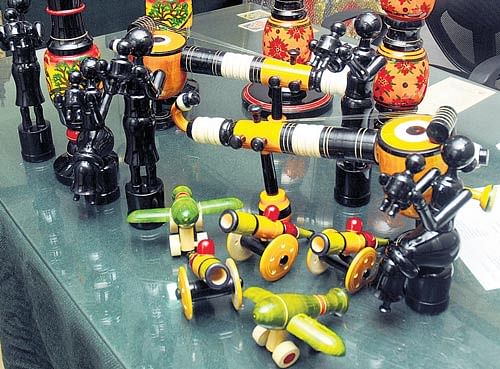 The indigenous Channapatna toys that have made a global mark have suffered under tough competition from their foreign made plastic counterparts in the recent years. But in the last two months they have gained sudden popularity and business is soaring. DH Photo