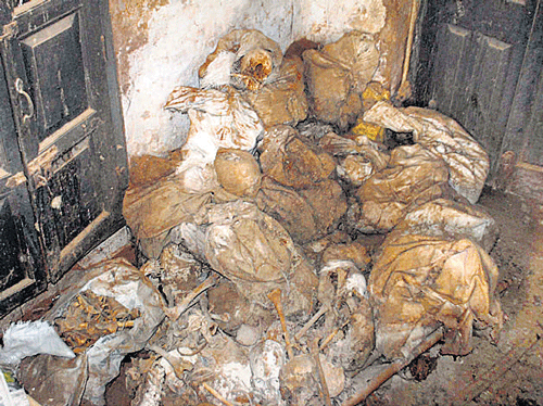 The skeletons packed in plastic bags were recovered from inside police lines campus in Unnao district on Thursday.