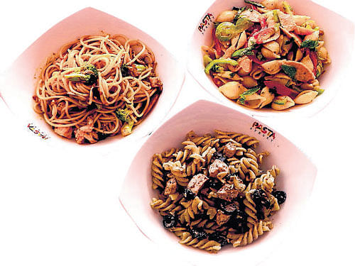 A variety of  pastas.