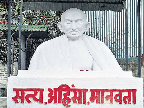 A bust of Mahatma at the Gandhi Sanghralaya. Mohan Prasad