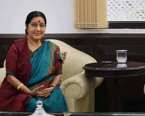 External Affairs Minister Sushma Swaraj today met her Russian counterpart Sergey Lavrov here ahead of the Russia, India, China Foreign Ministers meeting scheduled for later in the day.