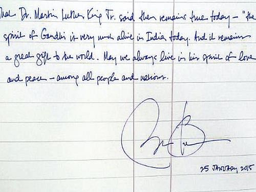 A sample of US President Barack Obama's handwriting, which two City graphologists have analysed. DH Photo