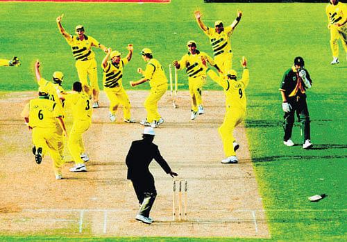 what a comeback One of the iconic images in cricket shows Australia snatching a final spot from under South Africa's nose at the 1999 World Cup.