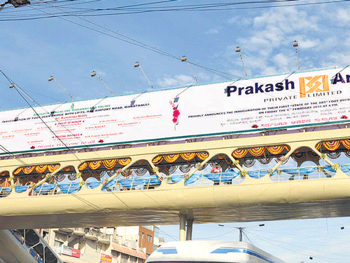 One of the two skywalks that was inaugurated in the City on Friday. DH photo
