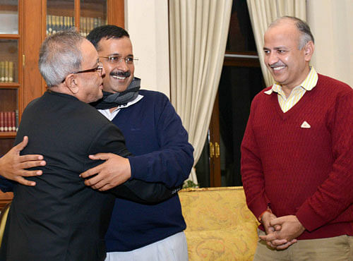 President Pranab Mukherjee tonight appointed Arvind Kejriwal as Chief Minister of Delhi along with six cabinet ministers. AP file photo