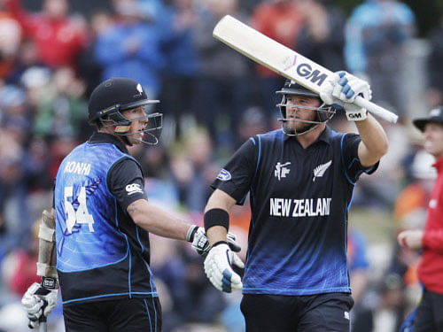 Captain Brendon McCullum and Corey Anderson smashed aggressive half centuries as New Zealand produced a strong batting show to score 331 for six against Sri Lanka in the opening match of the cricket World Cup here today. Reuters photo