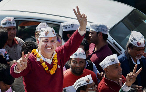 From journalism to anti-graft activism to the number two position in Delhi government, AAP leader Manish Sisodia has come a long way to emerge as a prominent figure in Delhi's political scene. PTI photo