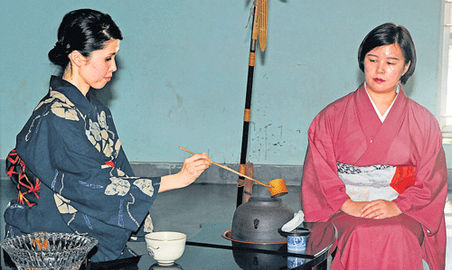 The traditional tea-making ceremony.
