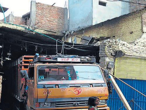 The site where the coffee machine exploded on Tuesday. DH photo/chaman gautam