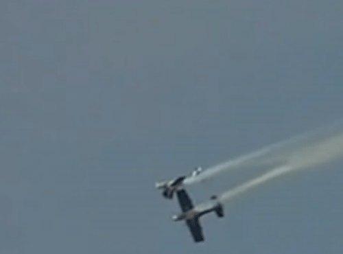Two Red Bull planes were engaged in a minor collision during an aerobatics stunt at the Aerospace Show in Bengaluru on Thursday. Screen Grab