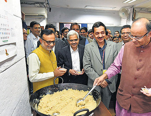 The process of printing documents for the Budget 2015-16 kickstarted on Thursday with the ritual 'halwa ceremony', which was attended by Finance Minister Arun Jaitley in the North Block office. PTI Image