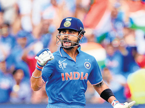 Clad in his half-sleeve training jumper and sporting tattoos of myriad hues on his well-toned biceps, Virat Kohli held forth in his typical candour. AP File Photo.