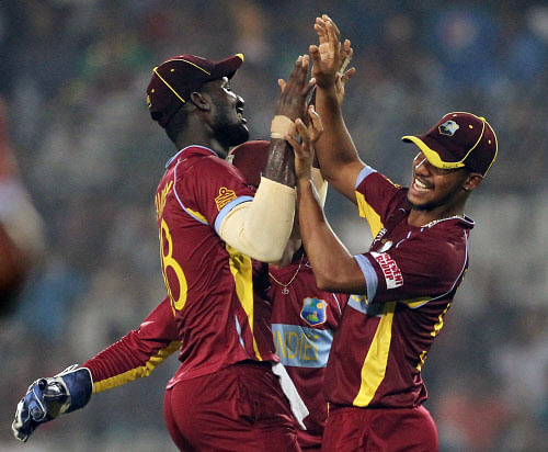 West Indies celebrated their first win of the 2015 World Cup, with all-rounder Andre Russell saying their rout of Pakistan on Saturday proved there was more to the team than Chris Gayle. Reuters File Photo.
