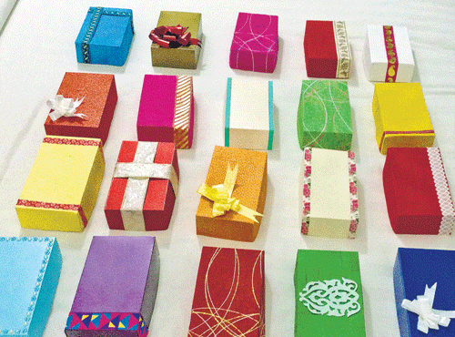 COLOURFUL:  Some of the gift boxes made by Aarti.