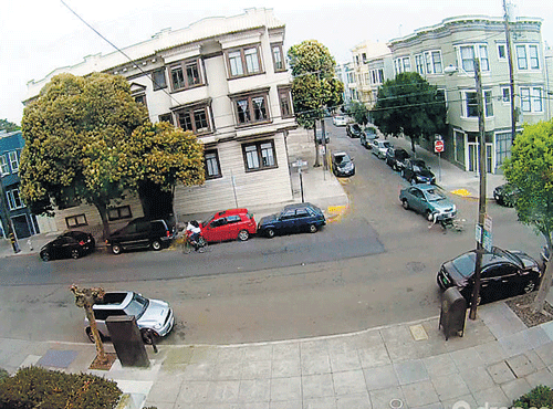 A screen grab from a video taken by a Dropcam placed in an apartment window. INYT