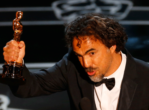 Director Alejandro Inarritu accepts the Oscar for Best Director for his film 'Birdman' at the 87th Academy Awards in Hollywood, California. Reuters photo