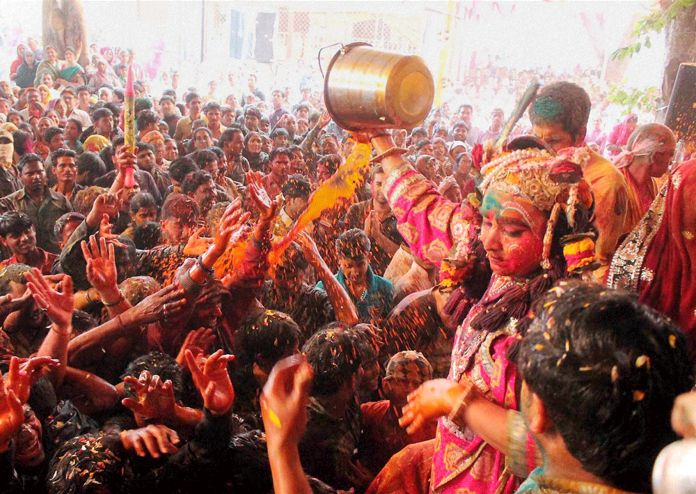 Prominent sadhus, mahants, advocates and residents of Barsana have demanded that Barsana be declared a dry zone failing which they would not celebrate Lathamar Holi.PTI File photo