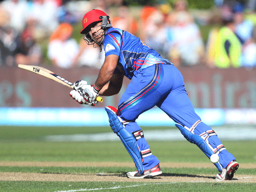 Afghanistan's Samiullah Shenwari bats during their Cricket World Cup Pool A match against Scotland in Dunedin, New Zealand. AP  Photo.