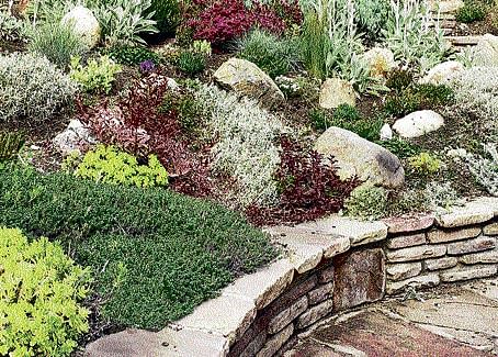 REFRESHING A rock garden can also include a water feature like a fountain, a Koi pond or a waterfall.