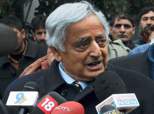 PDP patron Mufti Mohammed Sayeed will head a 25-member cabinet, half of it from BJP, in Jammu and Kashmir and the swearing-in ceremony on Sunday in Jammu will be attended by Prime Minister Narendra Modi. PTI file photo