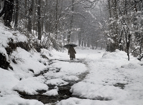 The Kashmir Valley witnessed heavy snowfall on Monday, disrupting surface and air traffic and the Met office has forecast more rain and snowfall till Tuesday.