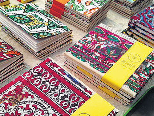 earthy Upcycled block-printed notebooks.