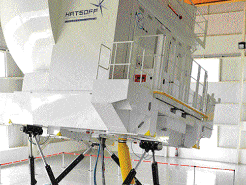 The helicopter simulator at  the Helicopter Training  Centre at HAL. DH photo