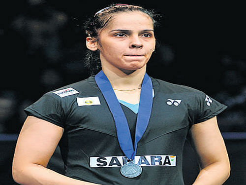 Saina Nehwal with the silver medal. reuters