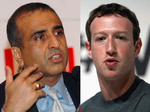 Taking on social networking giant Facebook's ambitious 'free internet' plans, telecom major Bharti Airtel chief Sunil Mittal has said the companies should do 'philanthropy' if they stop charging for mobile internet. Image Courtesy: Reuters and DH