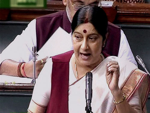 We need to have an interim solution based on humanitarian grounds and not technicalities," External Affairs Minister Sushma Swaraj told the Rajya Sabha on Monday.pti file photo