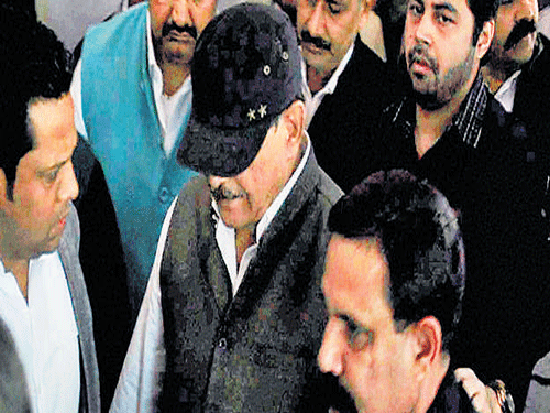 Former Uttar Pradesh minister D P Yadav after he was  sentenced to life imprisonment by a court in Dehradun on Tuesday. PTI