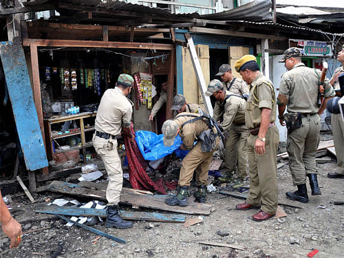 Three persons were killed on the spot and 23 others injured, some of them seriously, when a powerful bomb exploded at Imphal market complex here this evening, official sources said. PTI File Photo.