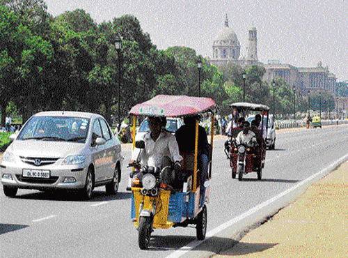 Parliament on Wednesday cleared the Bill to amend Motor Vehicles Act to make plying of e-rickshaw legal in the national capital. dh file photo