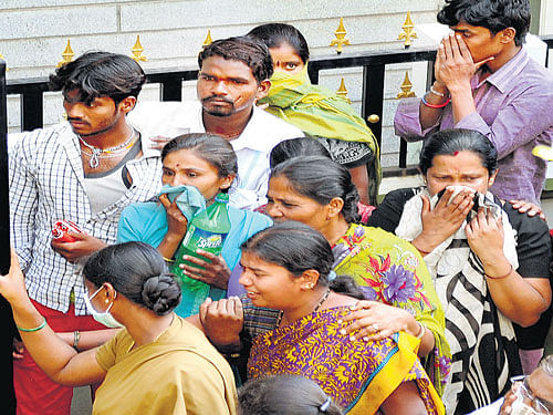 Relatives and friends of the Ganga Hanumaiah are shell shocked at the turn of events. DH photo