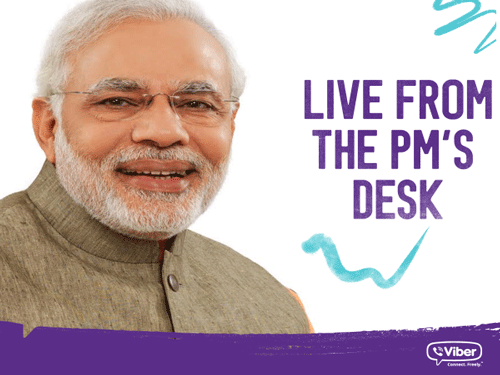 Viber, a global mobile messaging and Voice over Internet Protocol (VoIP) company, said on Tuesday that Prime Minister Narendra Modi's Public Chat on the app has become the biggest till date in India. Pic source: Twitter