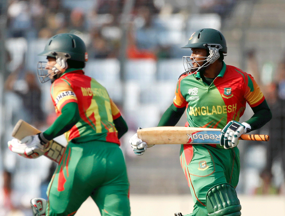 Bangladesh were tottering at 90/4 after making a fine start. Runs flowed smoothly from Tamim Iqbal 25 (of 25 balls) as Bangladesh went after the stiff 303-run target set by Indians. Reuters file photo