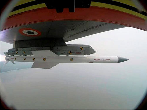 India's Beyond Visual Range (BVR) air-to-air missile Astra was today successfully test fired from a Sukhoi-30 fighter aircraft for the second day in a row. PTI image